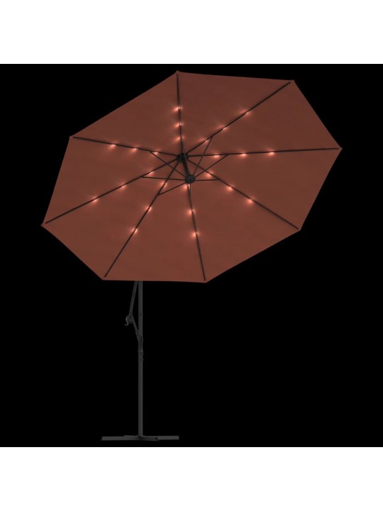 Saulessargs ar led gaismām, 350 cm, sarkanbrūns