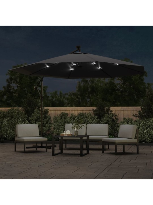 Saulessargs ar led gaismām, 350 cm, melns