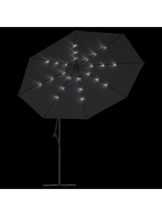 Saulessargs ar led gaismām, 350 cm, melns