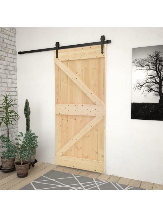 Bīdāmās durvis ar stiprinājumiem, 90x210 cm, priedes masīvkoks