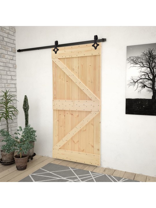 Bīdāmās durvis ar stiprinājumiem, 90x210 cm, priedes masīvkoks