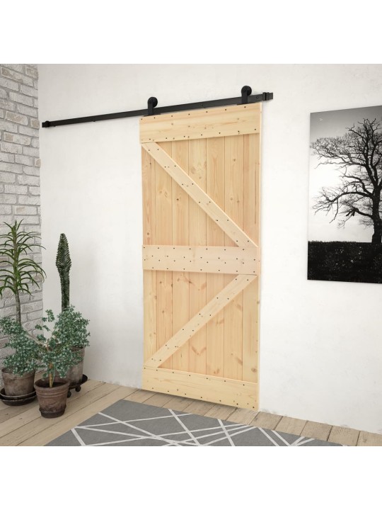 Bīdāmās durvis ar stiprinājumiem, 90x210 cm, priedes masīvkoks