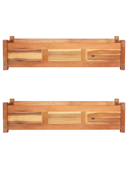 Augstās puķu kastes, 2 gab., akācijas koks, 100x30x25 cm