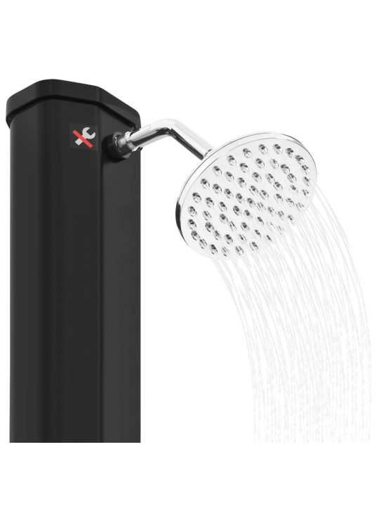 Āra solārā duša ar dušas galvu un krānu, 35 l, melna