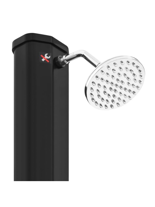 Āra solārā duša ar dušas galvu un krānu, 35 l, melna