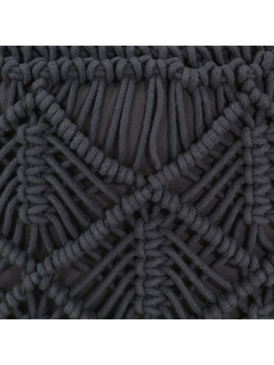Pufs, mezglošanas tehnikā, roku darbs, pelēks, 45x30 cm