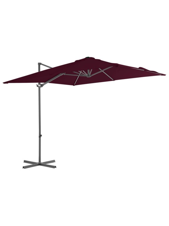 Dārza saulessargs ar tērauda kātu, 250x250 cm, bordo sarkans