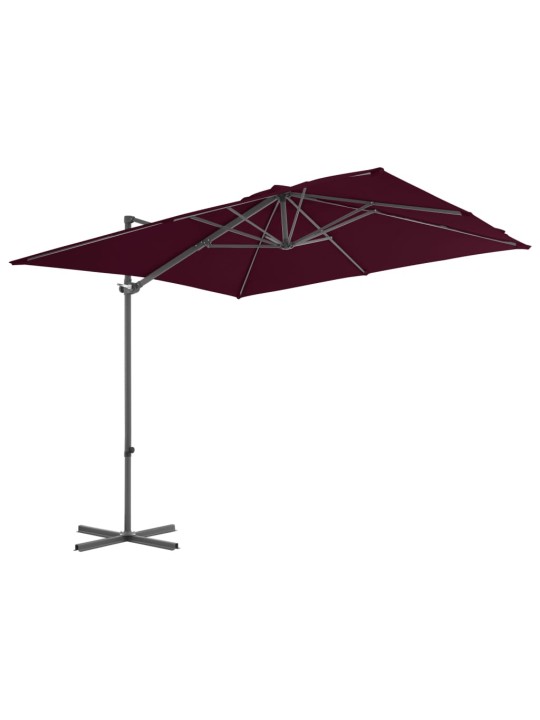 Dārza saulessargs ar tērauda kātu, 250x250 cm, bordo sarkans