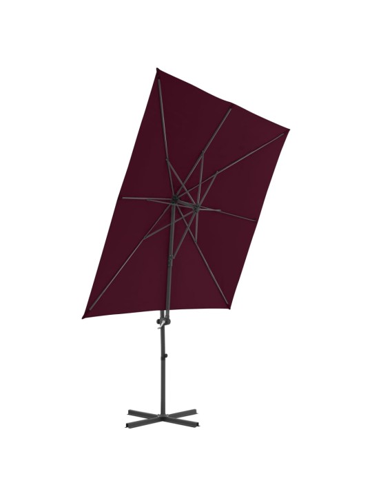 Dārza saulessargs ar tērauda kātu, 250x250 cm, bordo sarkans