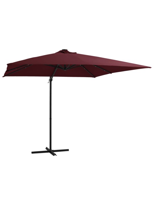 Saulessargs ar led gaismām, 250x250 cm, bordo sarkans