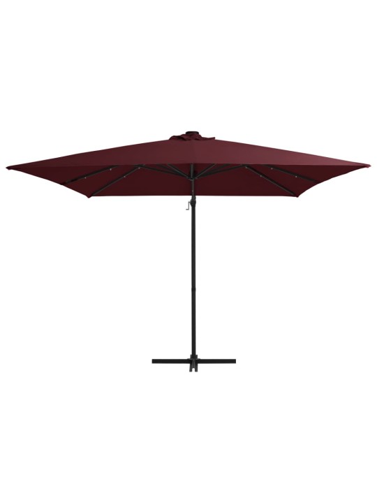 Saulessargs ar led gaismām, 250x250 cm, bordo sarkans