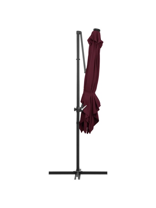 Saulessargs ar led gaismām, 250x250 cm, bordo sarkans