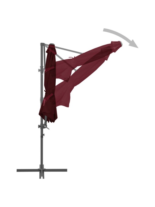 Dārza saulessargs ar tērauda kātu, 300 cm, bordo sarkans