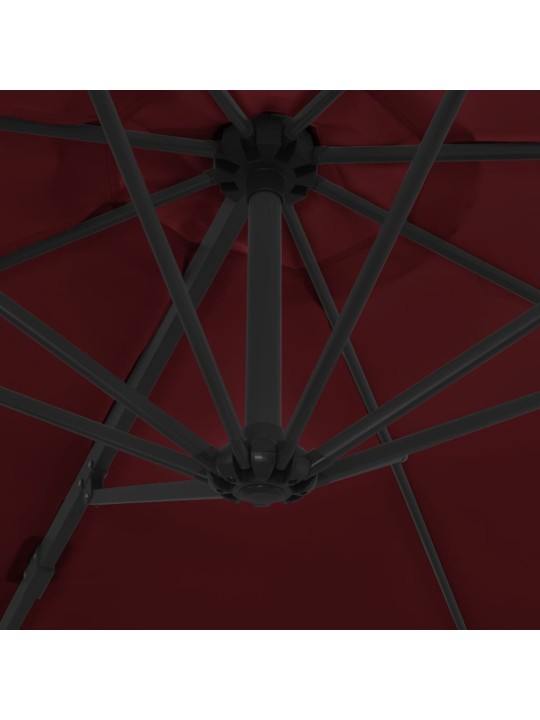 Dārza saulessargs ar tērauda kātu, 300 cm, bordo sarkans