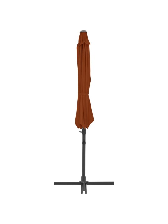Dārza saulessargs ar tērauda kātu, 300 cm, sarkanbrūns