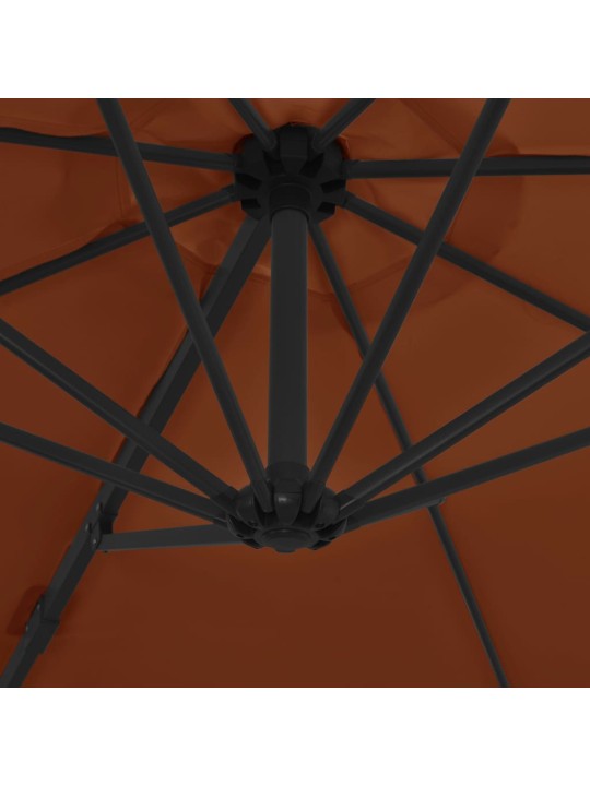 Dārza saulessargs ar tērauda kātu, 300 cm, sarkanbrūns