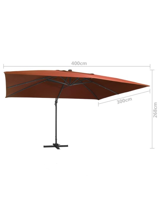 Saulessargs ar led gaismām, 400x300 cm, sarkanbrūns