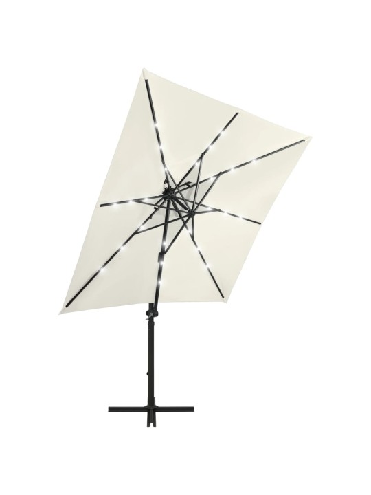 Saulessargs ar kātu un led gaismām, 250 cm, smilšu krāsā