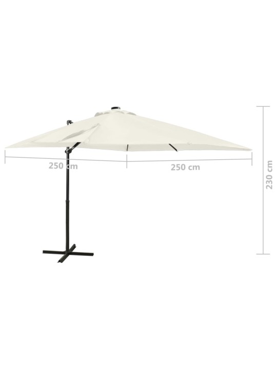 Saulessargs ar kātu un led gaismām, 250 cm, smilšu krāsā