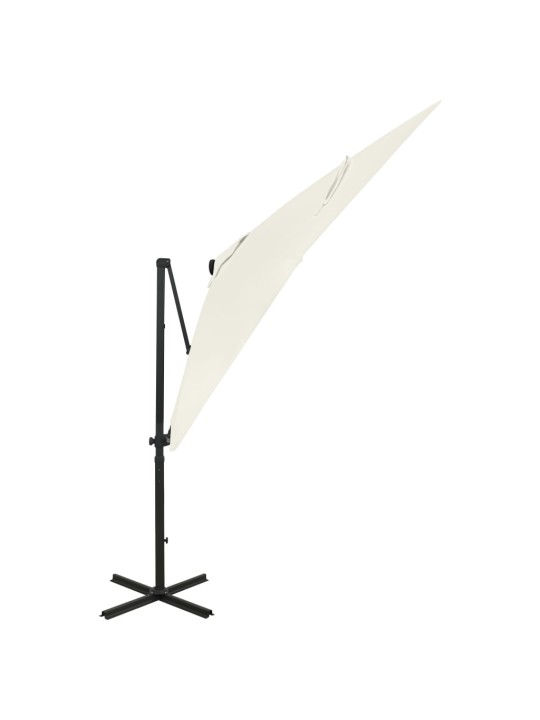 Saulessargs ar kātu un led gaismām, 250 cm, smilšu krāsā