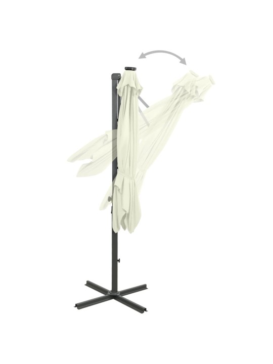 Saulessargs ar kātu un led gaismām, 250 cm, smilšu krāsā