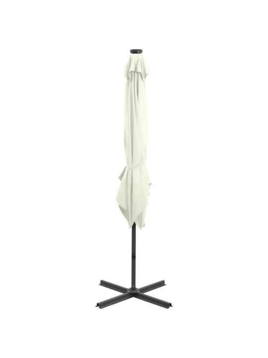 Saulessargs ar kātu un led gaismām, 250 cm, smilšu krāsā