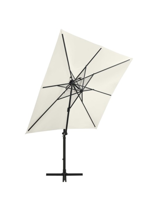Saulessargs ar kātu un led gaismām, 250 cm, smilšu krāsā