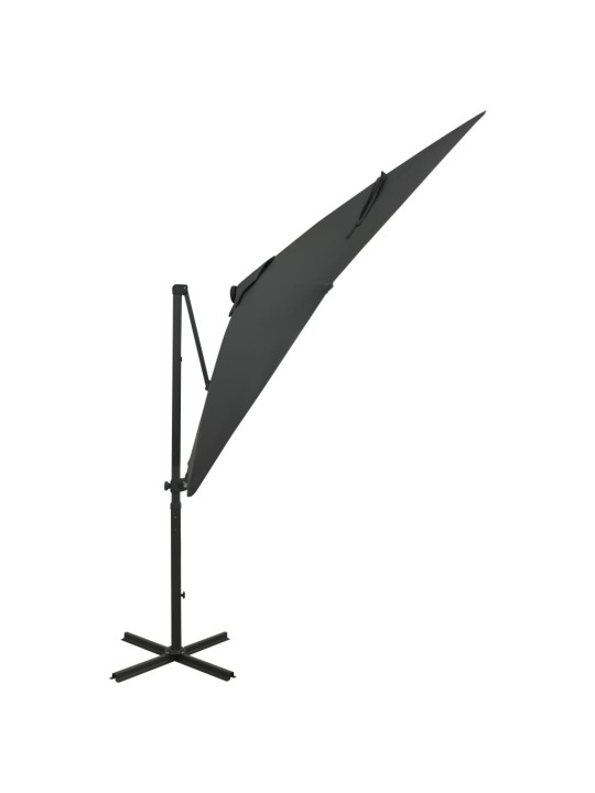 Saulessargs ar kātu un led gaismām, 250 cm, antracītpelēks