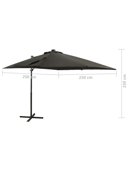 Saulessargs ar kātu un led gaismām, 250 cm, antracītpelēks