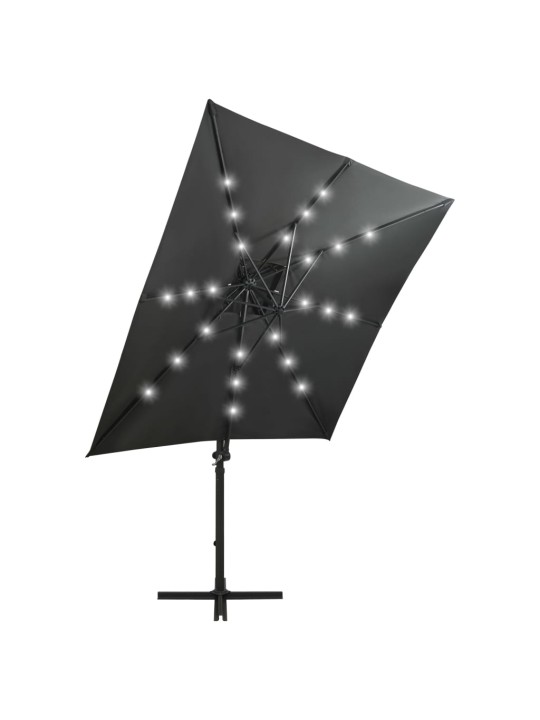 Saulessargs ar kātu un led gaismām, 250 cm, antracītpelēks