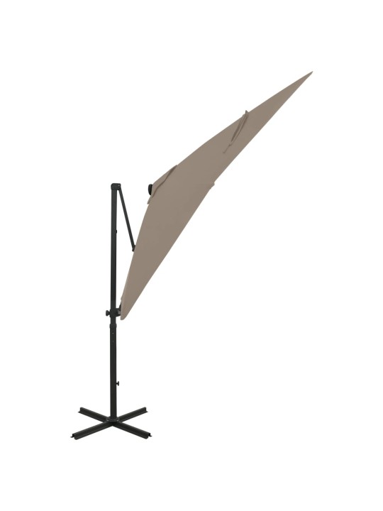 Saulessargs ar kātu un led gaismām, 250 cm, pelēkbrūns