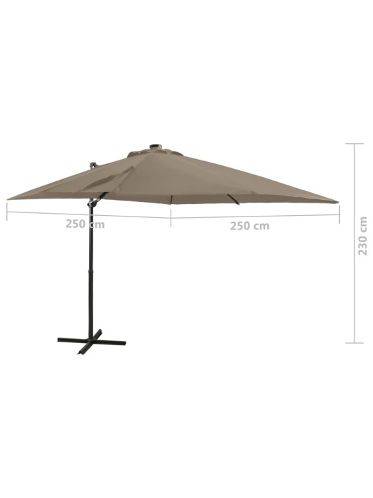 Saulessargs ar kātu un led gaismām, 250 cm, pelēkbrūns