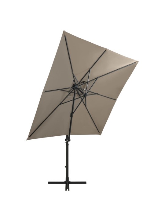 Saulessargs ar kātu un led gaismām, 250 cm, pelēkbrūns