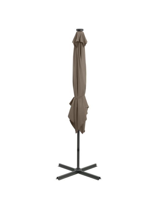 Saulessargs ar kātu un led gaismām, 250 cm, pelēkbrūns