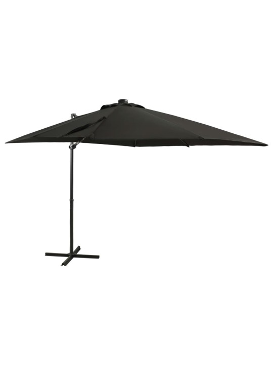 Saulessargs ar kātu un led gaismām, 250 cm, melns