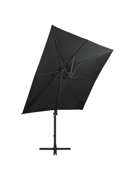 Saulessargs ar kātu un led gaismām, 250 cm, melns