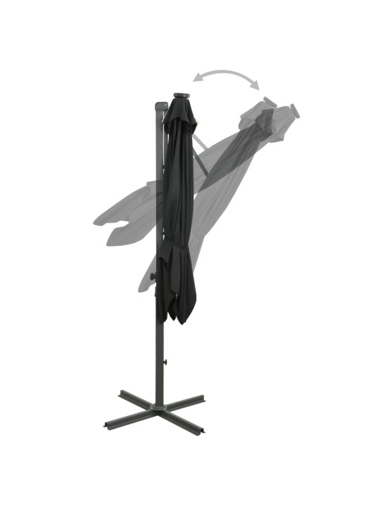 Saulessargs ar kātu un led gaismām, 250 cm, melns