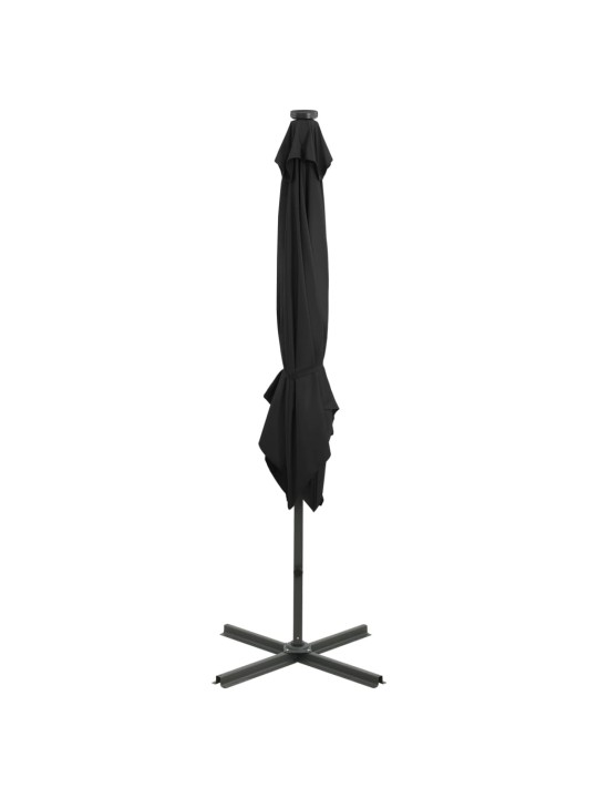 Saulessargs ar kātu un led gaismām, 250 cm, melns