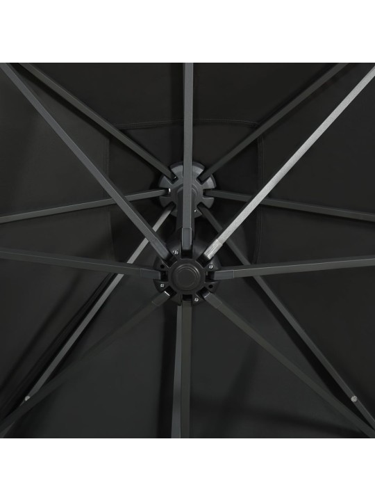 Saulessargs ar kātu un led gaismām, 250 cm, melns