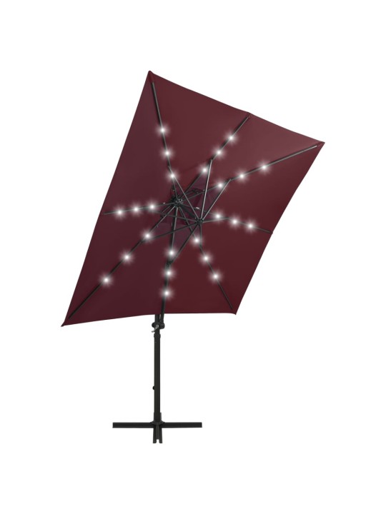 Saulessargs ar kātu un led gaismām, 250 cm, vīnsarkans