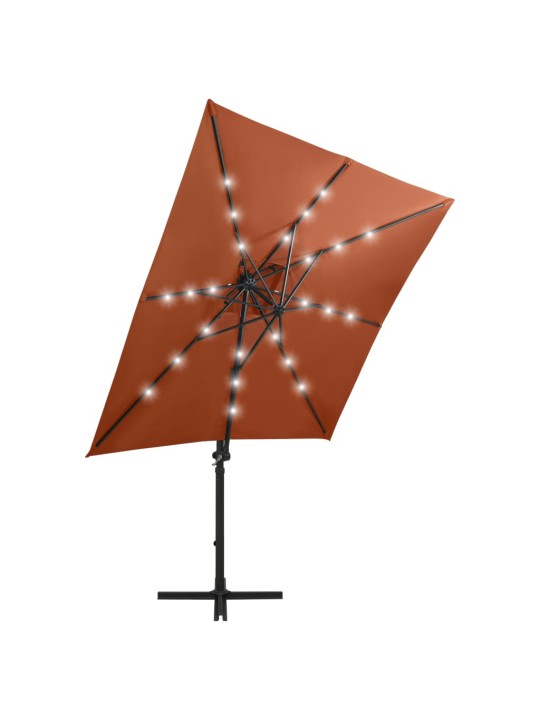 Saulessargs ar kātu un led gaismām, 250 cm, sarkanbrūns