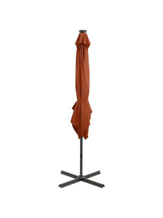 Saulessargs ar kātu un led gaismām, 250 cm, sarkanbrūns