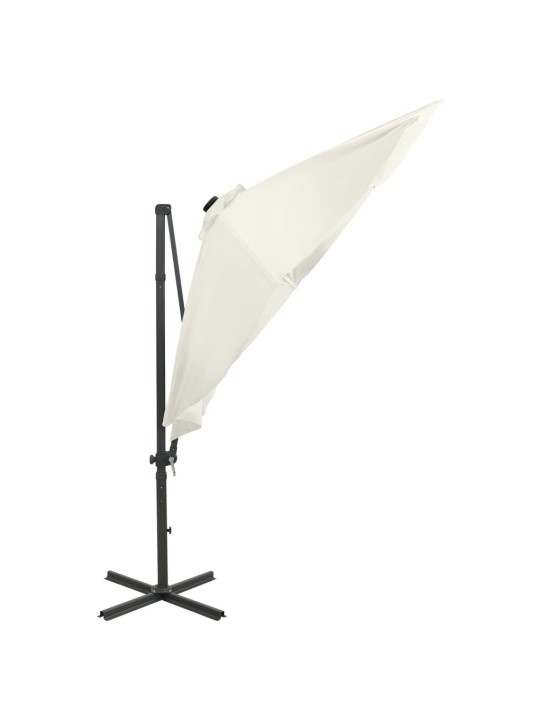 Saulessargs ar kātu un led gaismām, 300 cm, smilšu krāsā