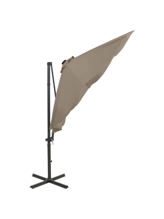 Saulessargs ar kātu un led gaismām, 300 cm, pelēkbrūns