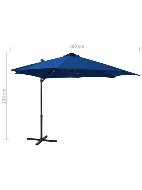 Saulessargs ar kātu un led gaismām, 300 cm, debeszils