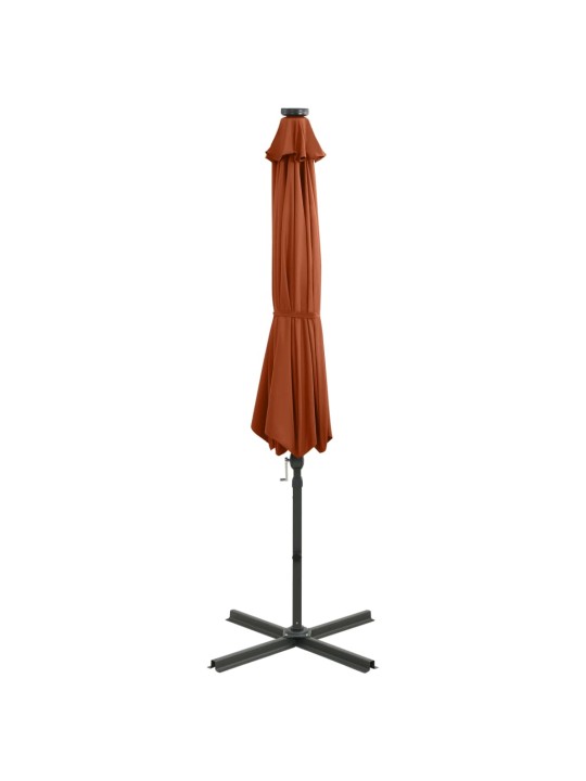 Saulessargs ar kātu un led gaismām, 300 cm, sarkanbrūns