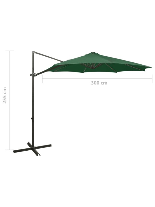 Saulessargs ar kātu un led gaismām, 300 cm, zaļš