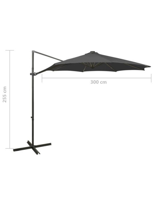 Saulessargs ar kātu un led gaismām, 300 cm, antracītpelēks