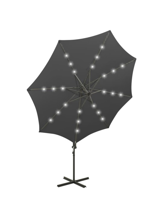 Saulessargs ar kātu un led gaismām, 300 cm, antracītpelēks