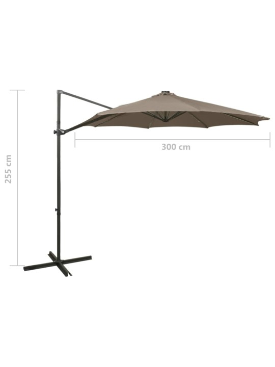 Saulessargs ar kātu un led gaismām, 300 cm, pelēkbrūns